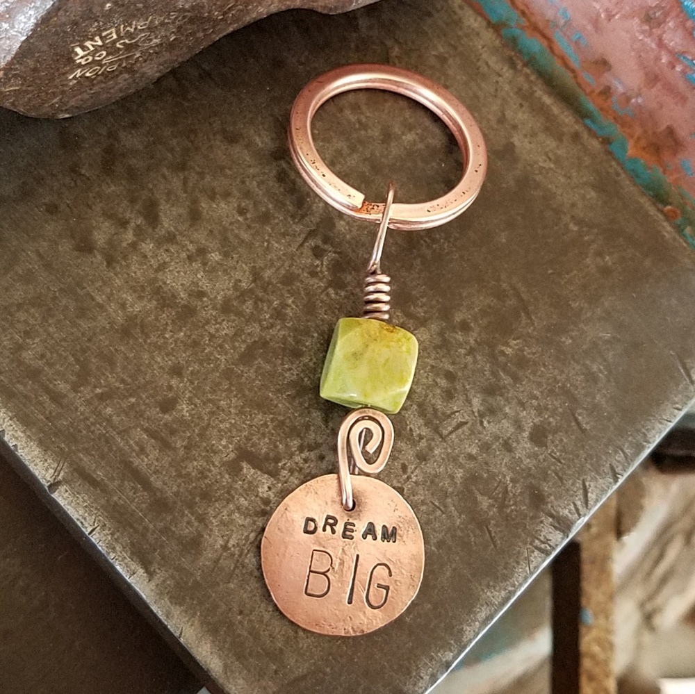 Dream Big Copper Boho Key Ring